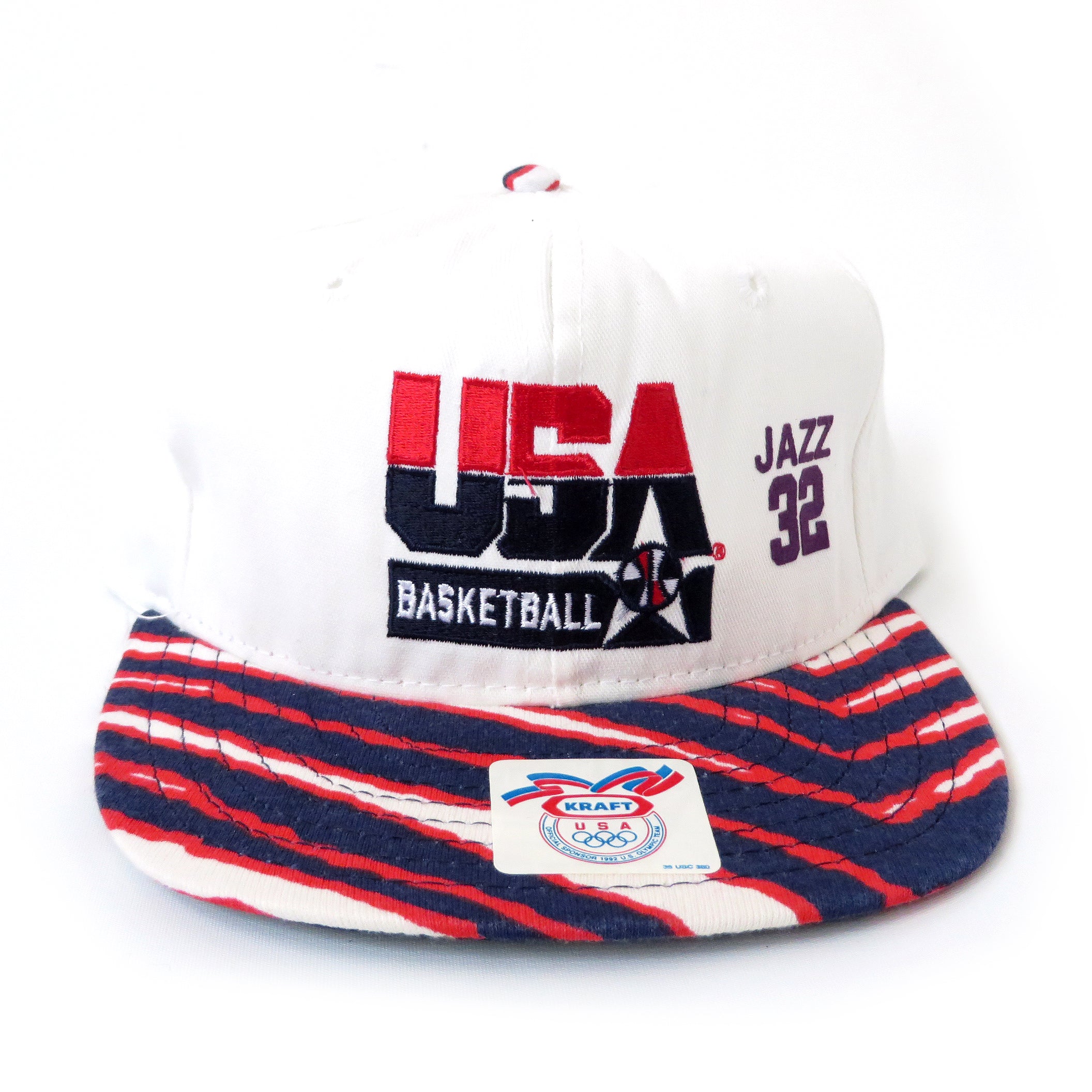 Vintage USA Basketball Malone Jazz Zubaz Snapback Hat