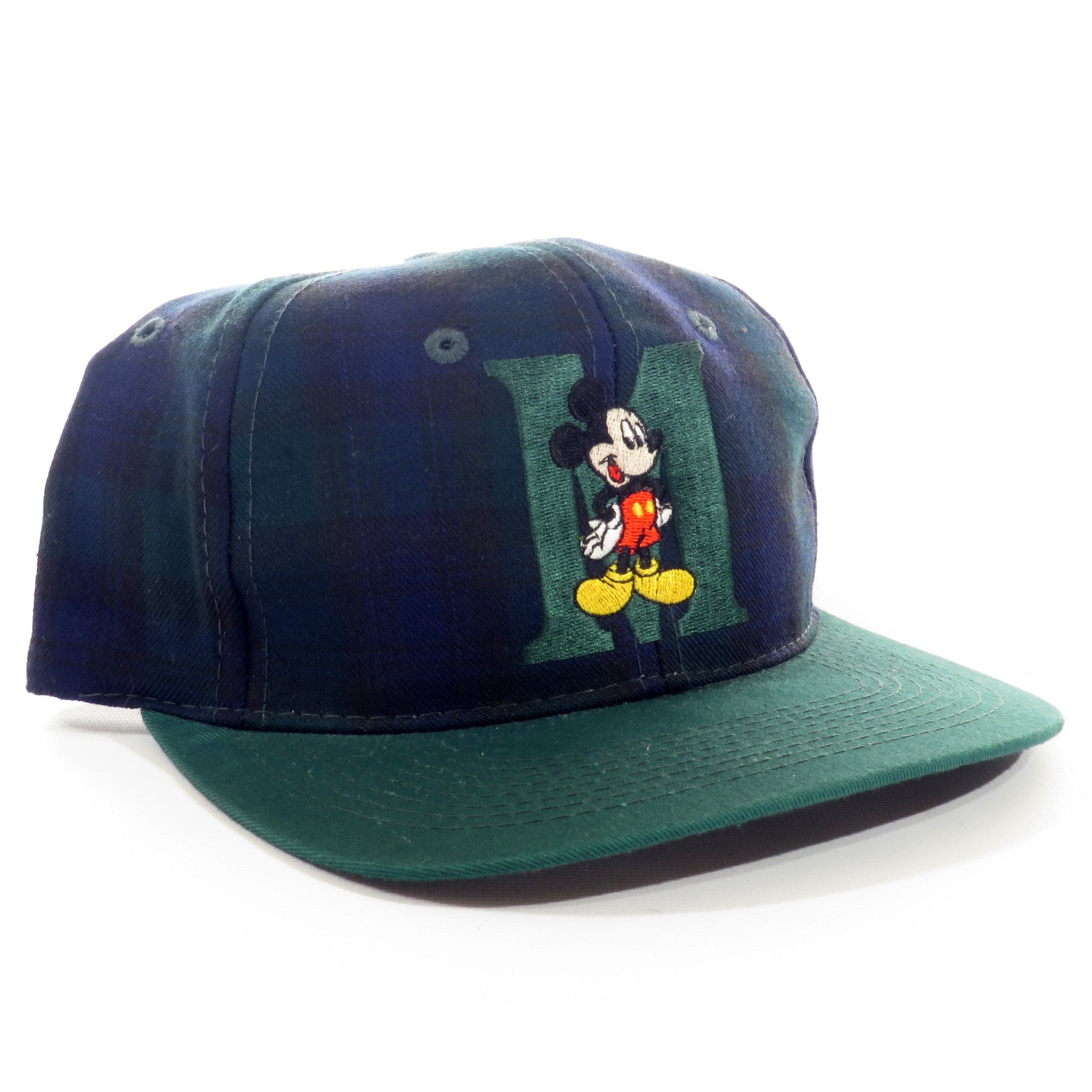 Mickey Mouse Plaid Green Snapback Hat