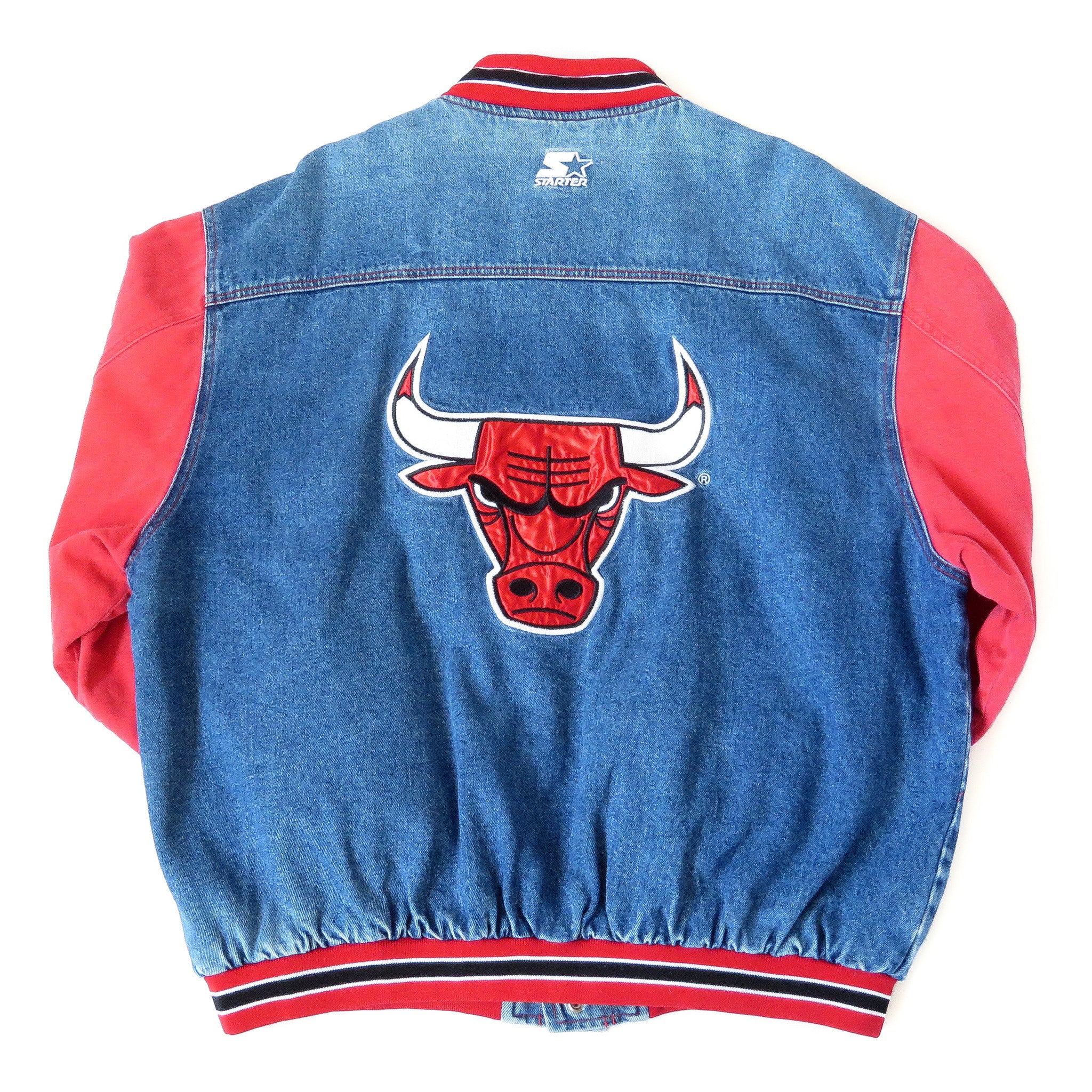 Vintage Chicago Bulls Denim Starter Jacket Sz XL – Snap Goes My Cap
