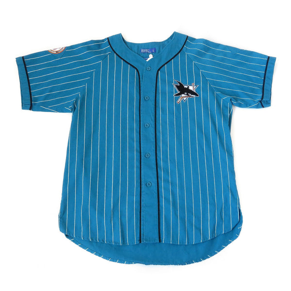 Vintage Starter San Jose Sharks Baseball Jersey Shirt Pinstripe NHL Hockey  Large