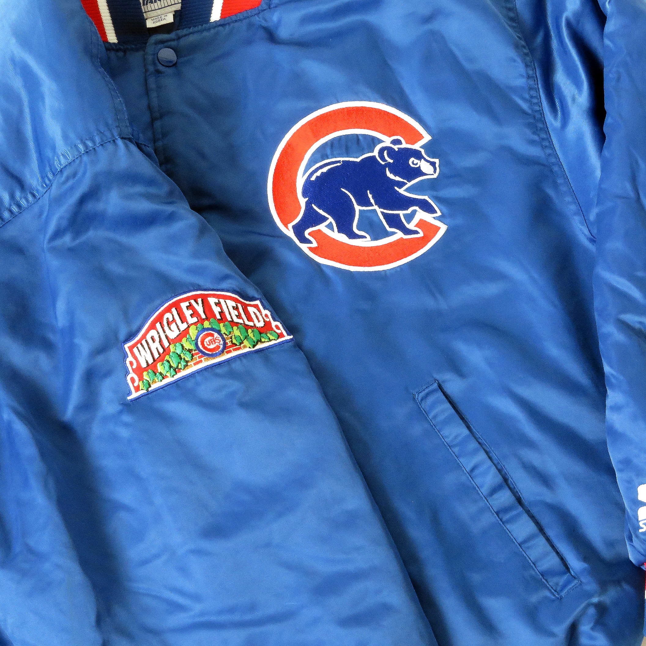 Vintage Starter Chicago Cubs Wrigley Field Diamond Collection Satin Jacket  Large