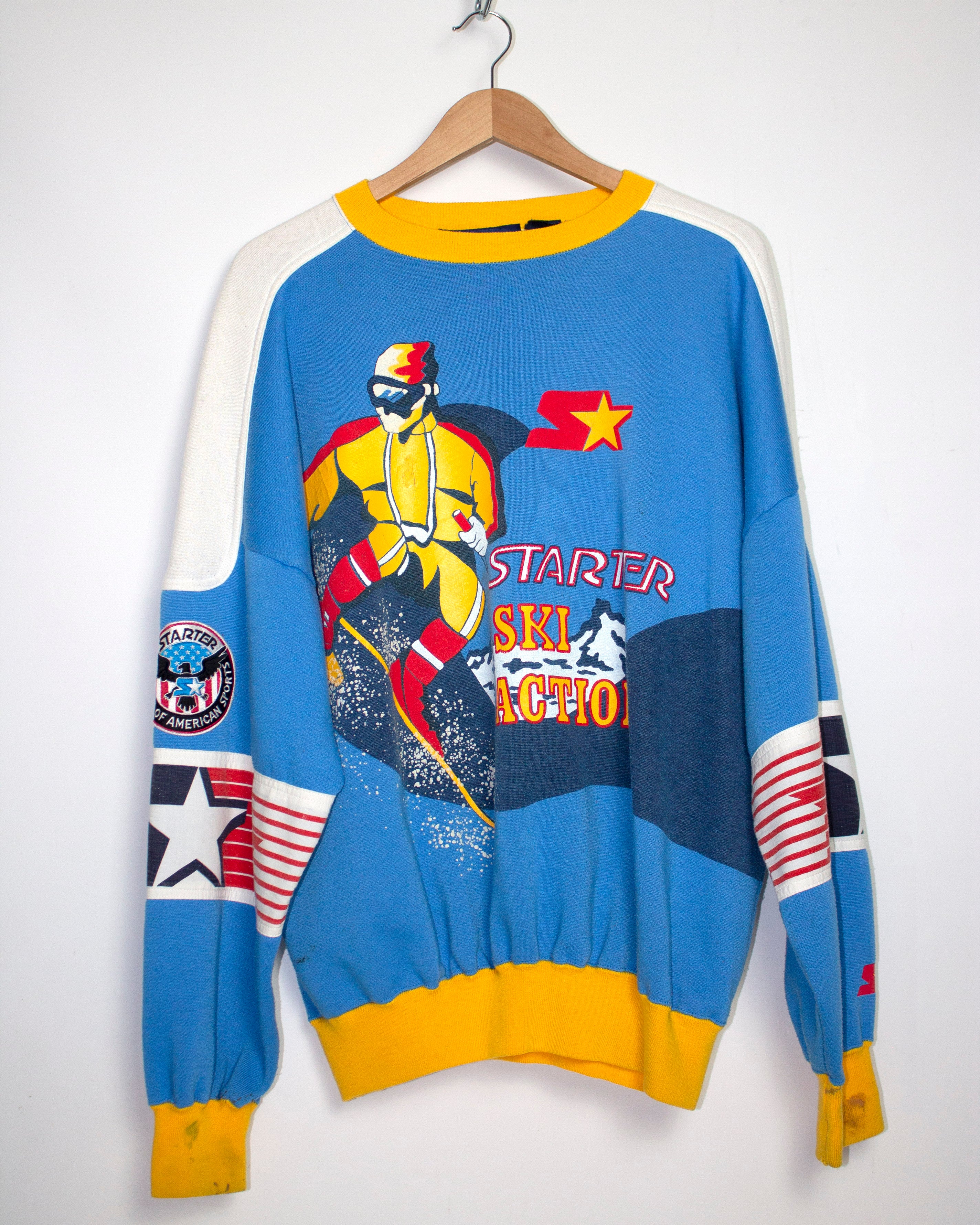 Vintage Starter Ski Action Challenge Club Crewneck Sweatshirt Sz L