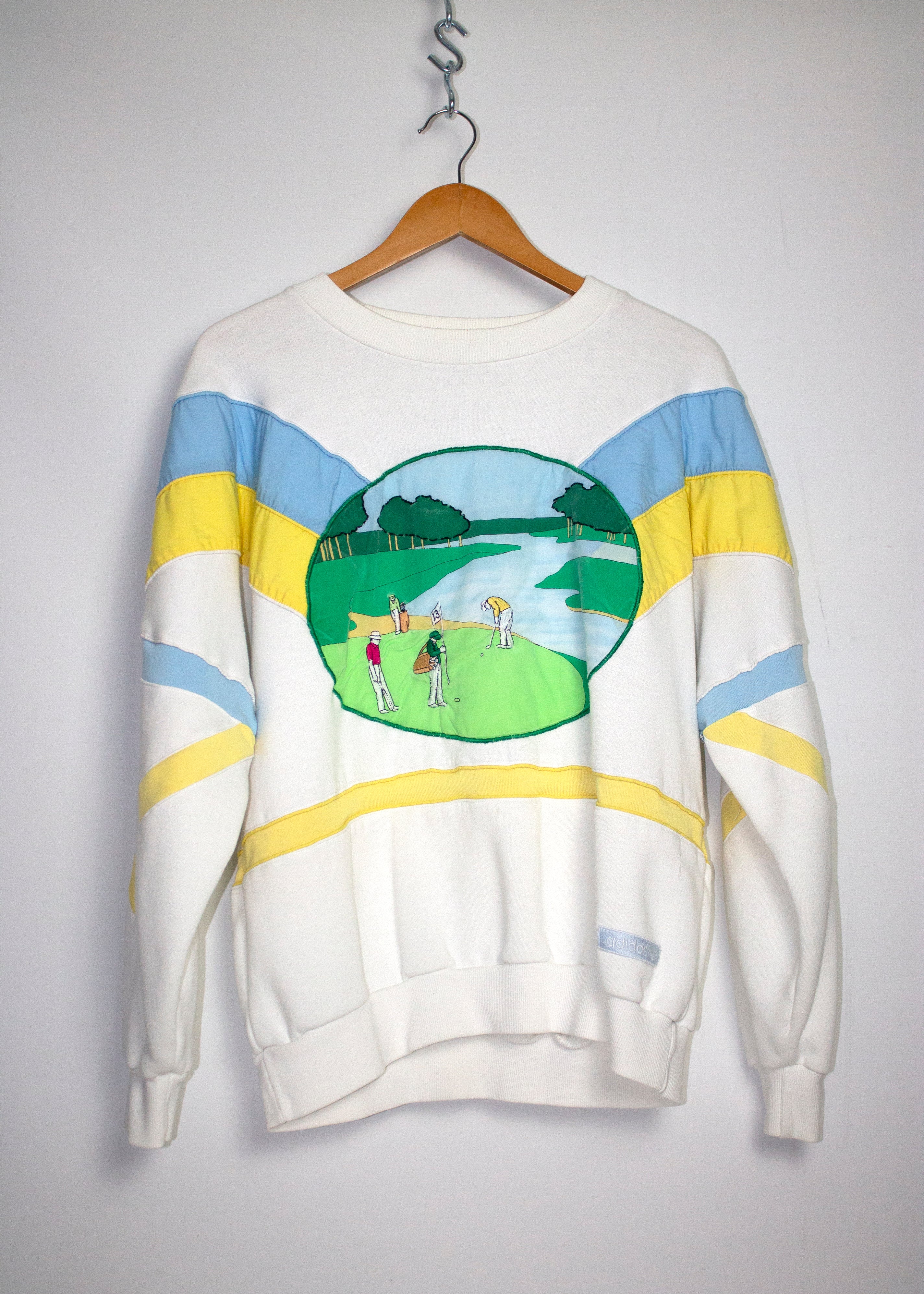 Vintage 80s Adidas The Hills Golf Club Crewneck Sweatshirt Sz L