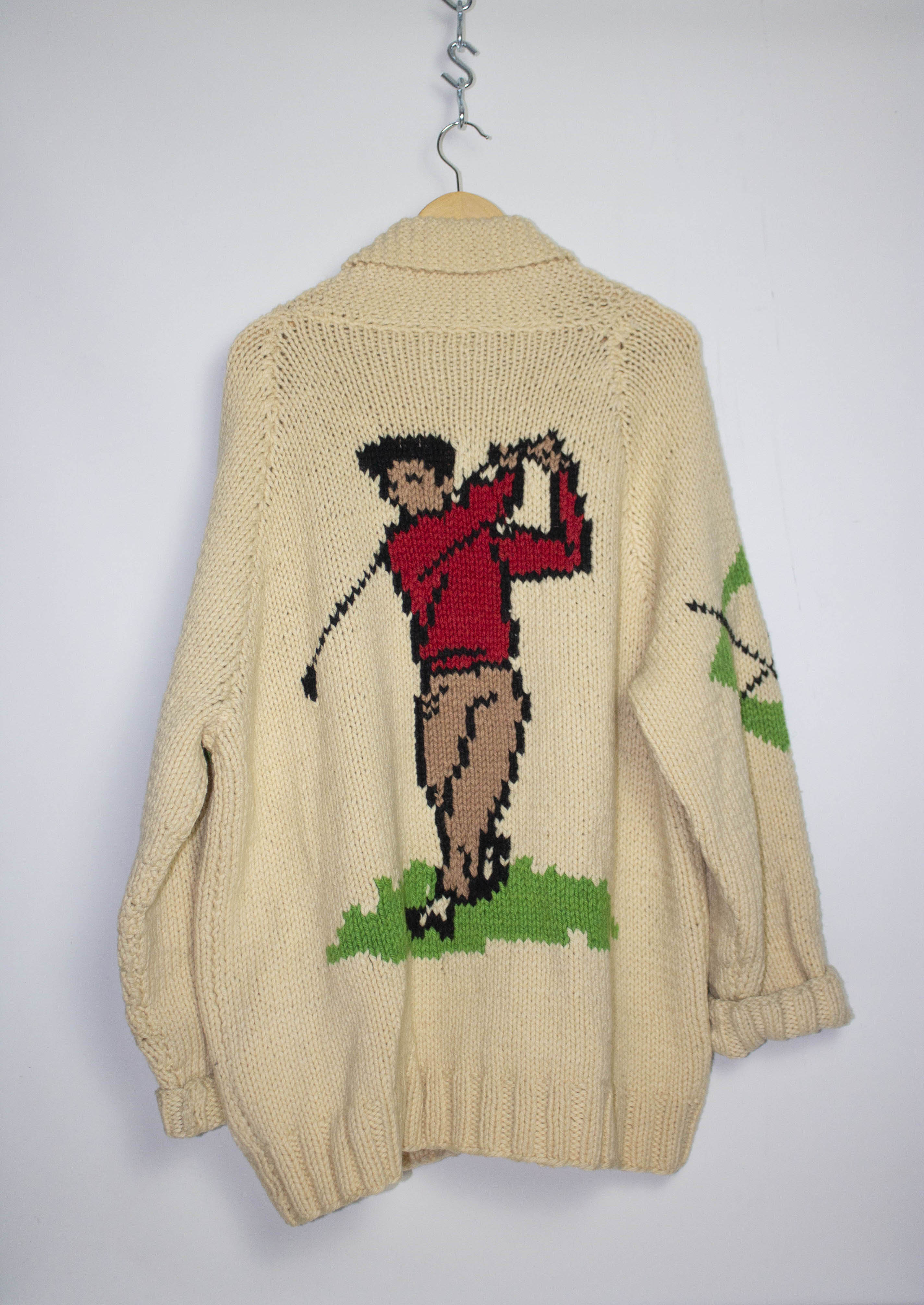 Vintage 1970's Pure Wool Cardigan Sweater Sz L