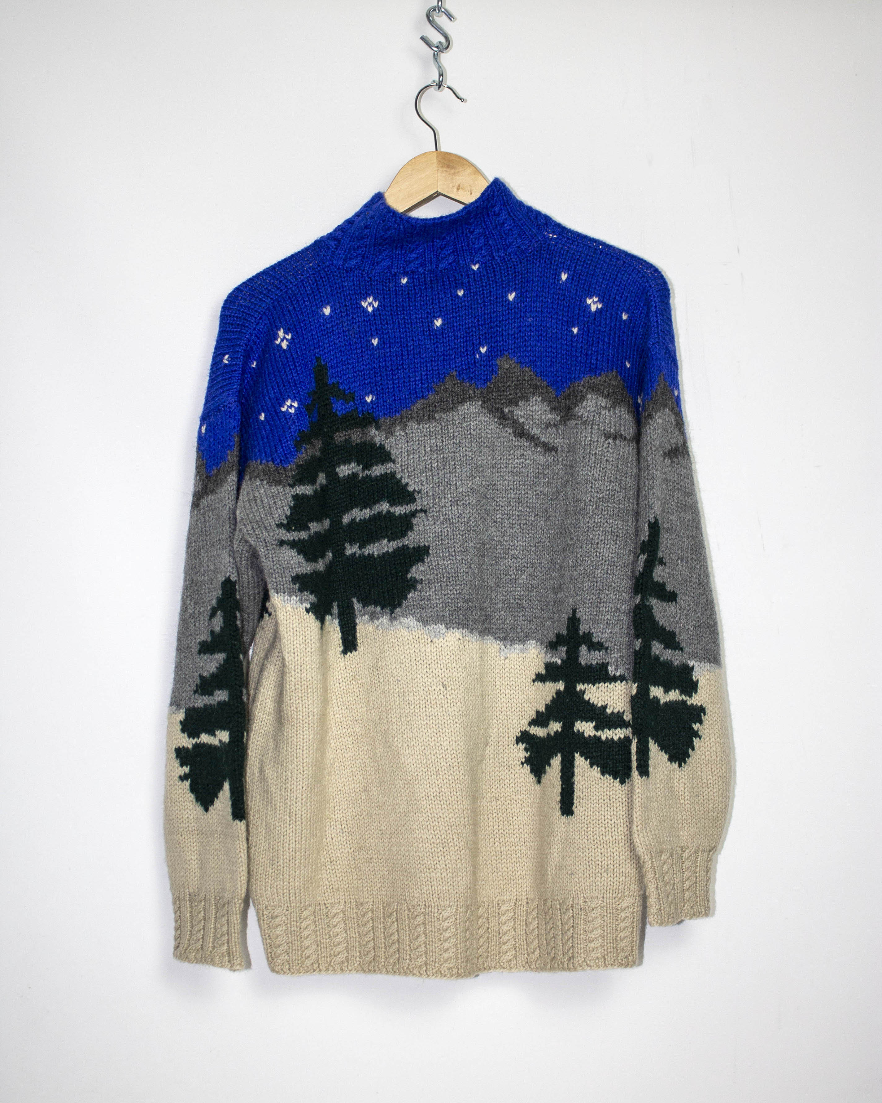 Vintage Womens Ralph Lauren Hand Knitted Wool Ski Sweater Sz M
