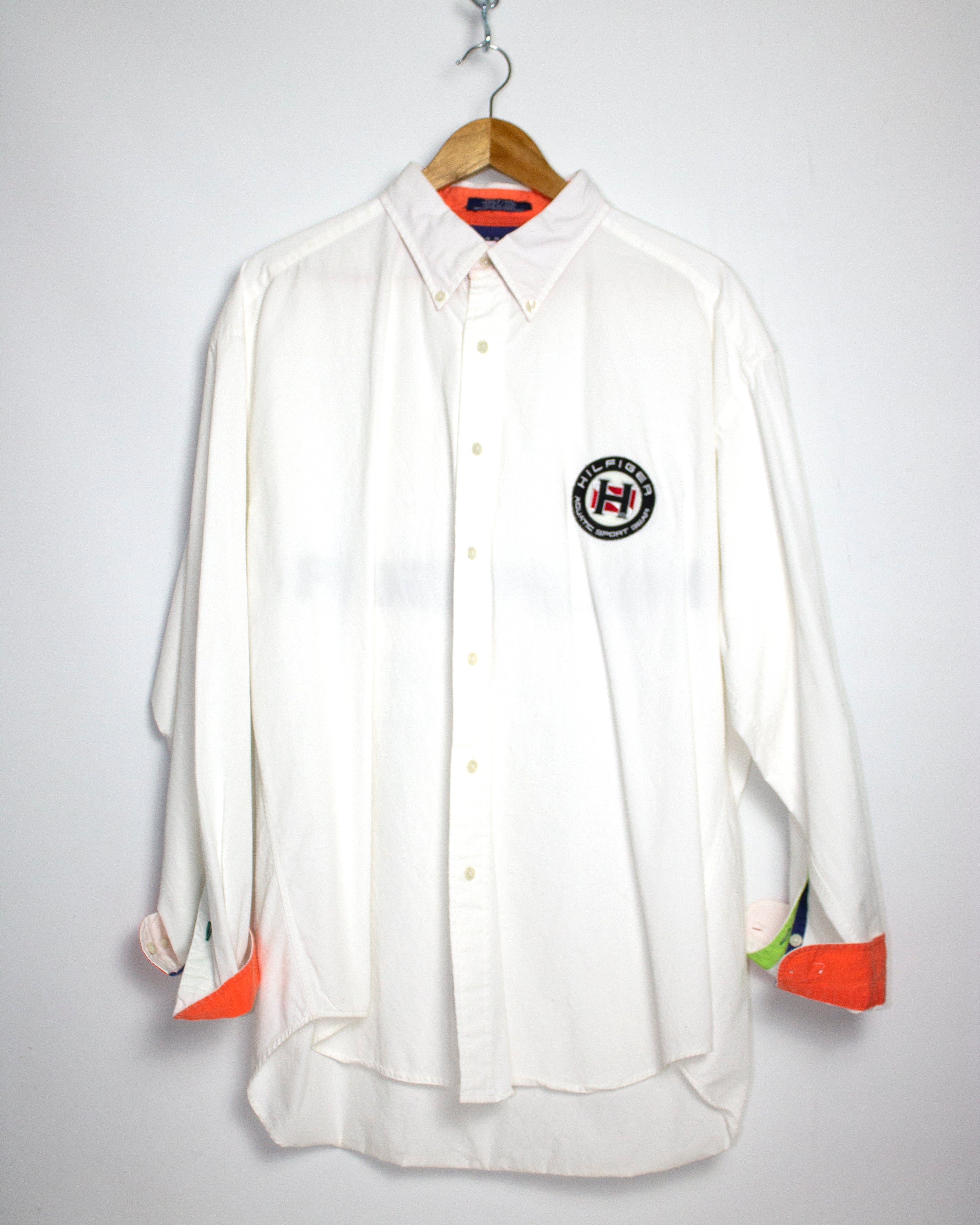Vintage Tommy Hilfiger Aquatic Sport Gear Long Sleeve Button Down Shirt Sz XL