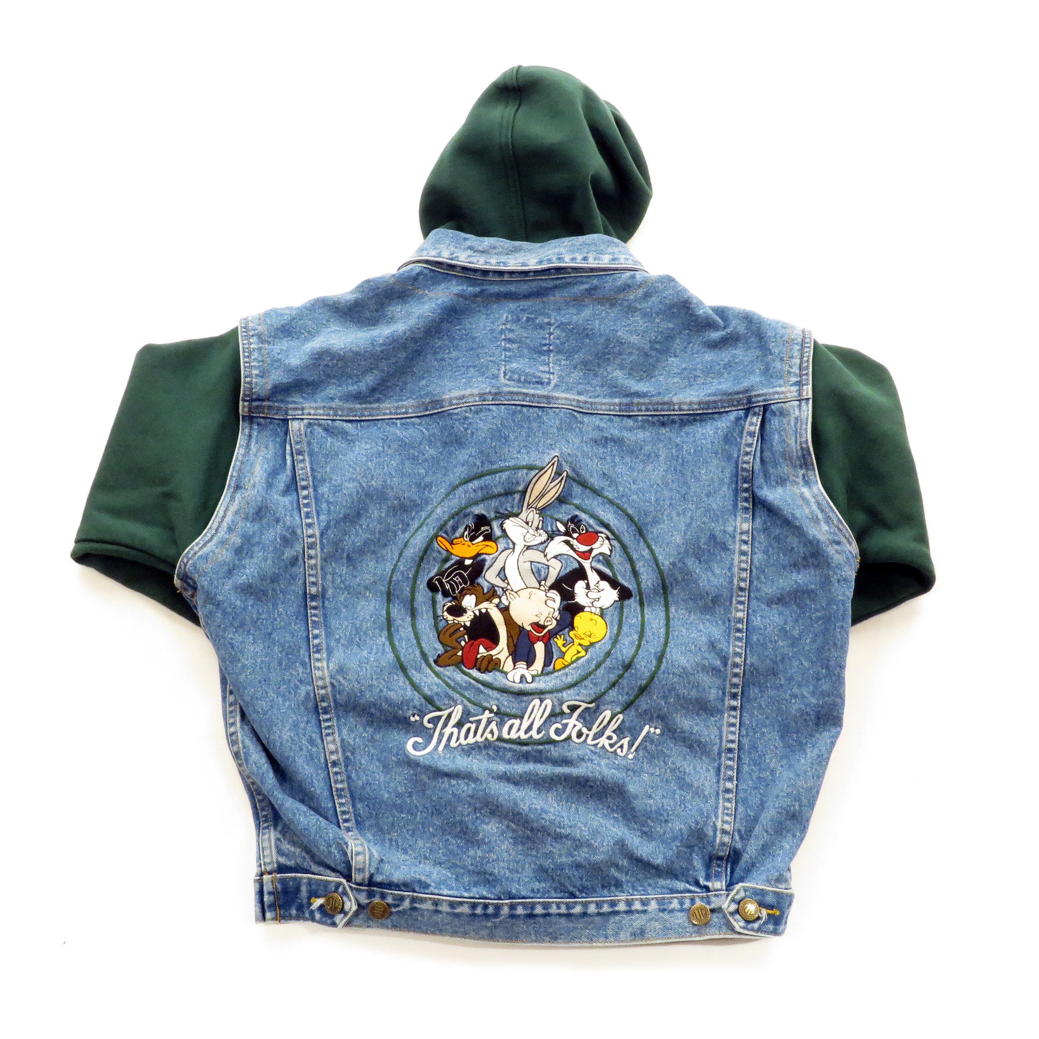 Vintage Looney Tunes Denim Hooded Jacket Sz S