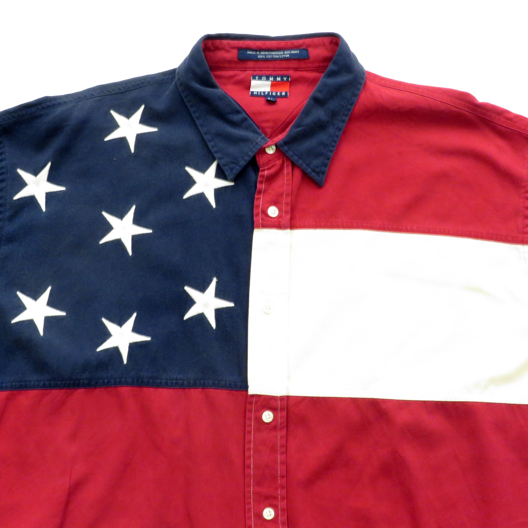 Tommy Hilfiger American Flag Button Down Shirt Sz XL