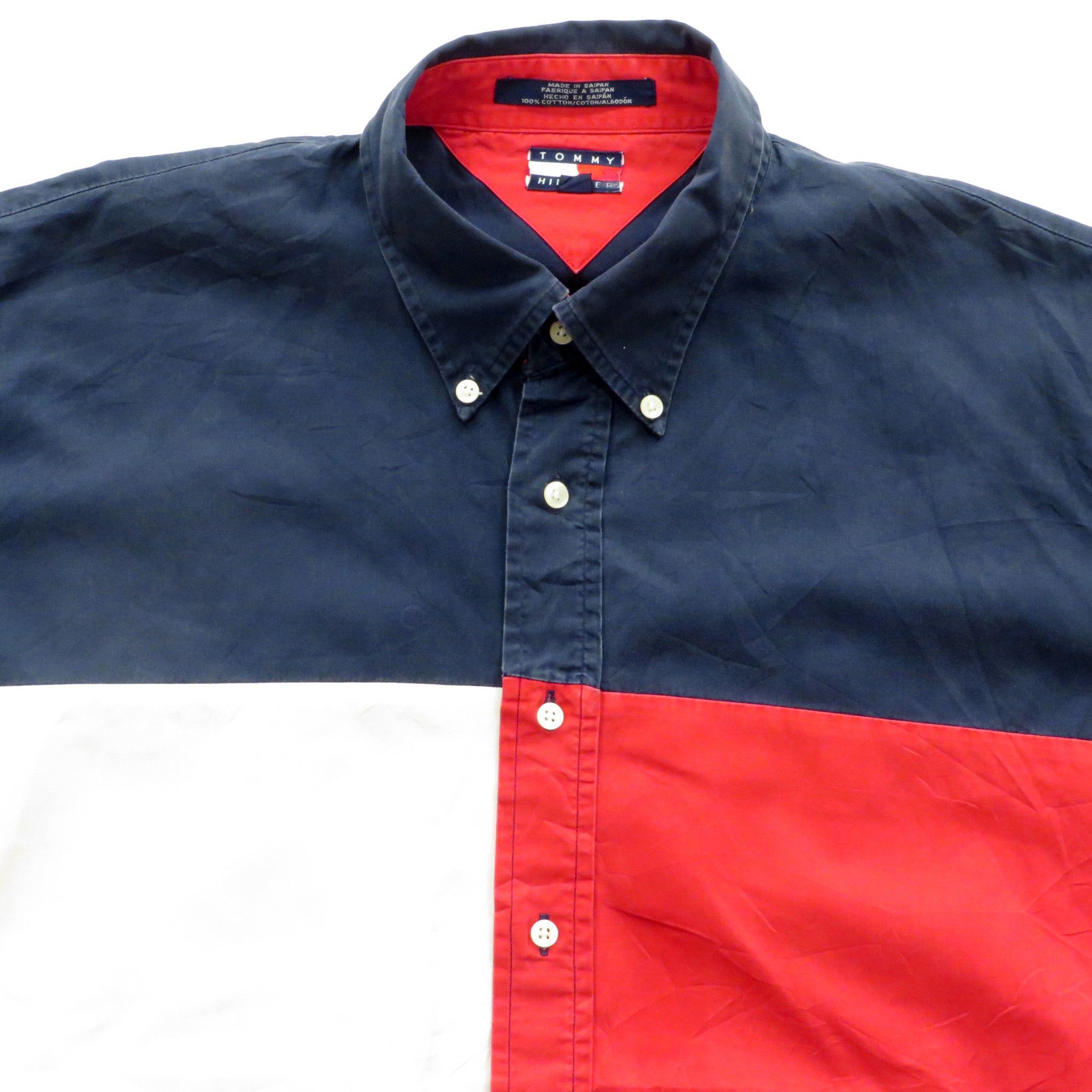 Tommy Hilfiger Tri Color Button Down Shirt Sz XL