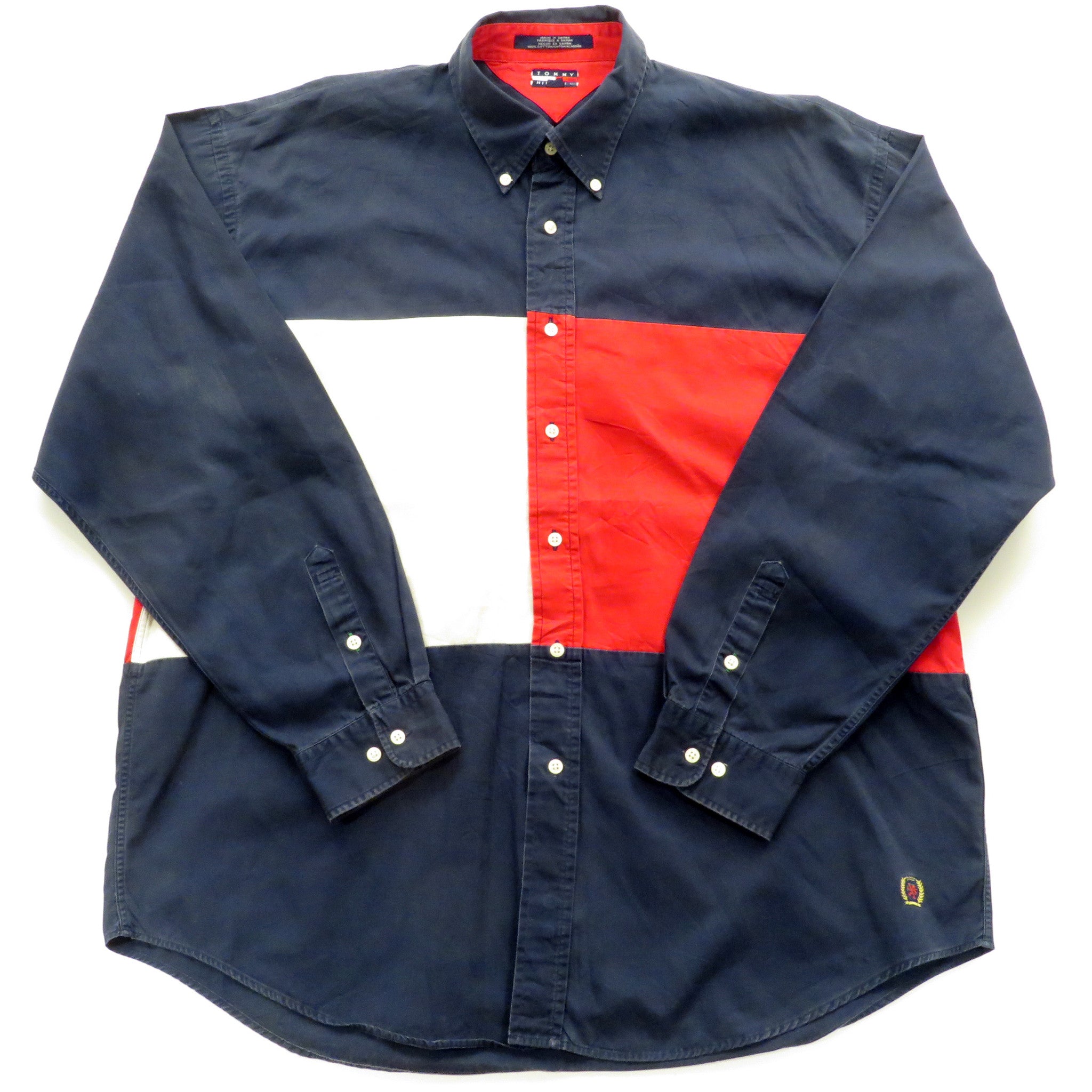 Tommy Hilfiger Tri Color Button Down Shirt Sz XL