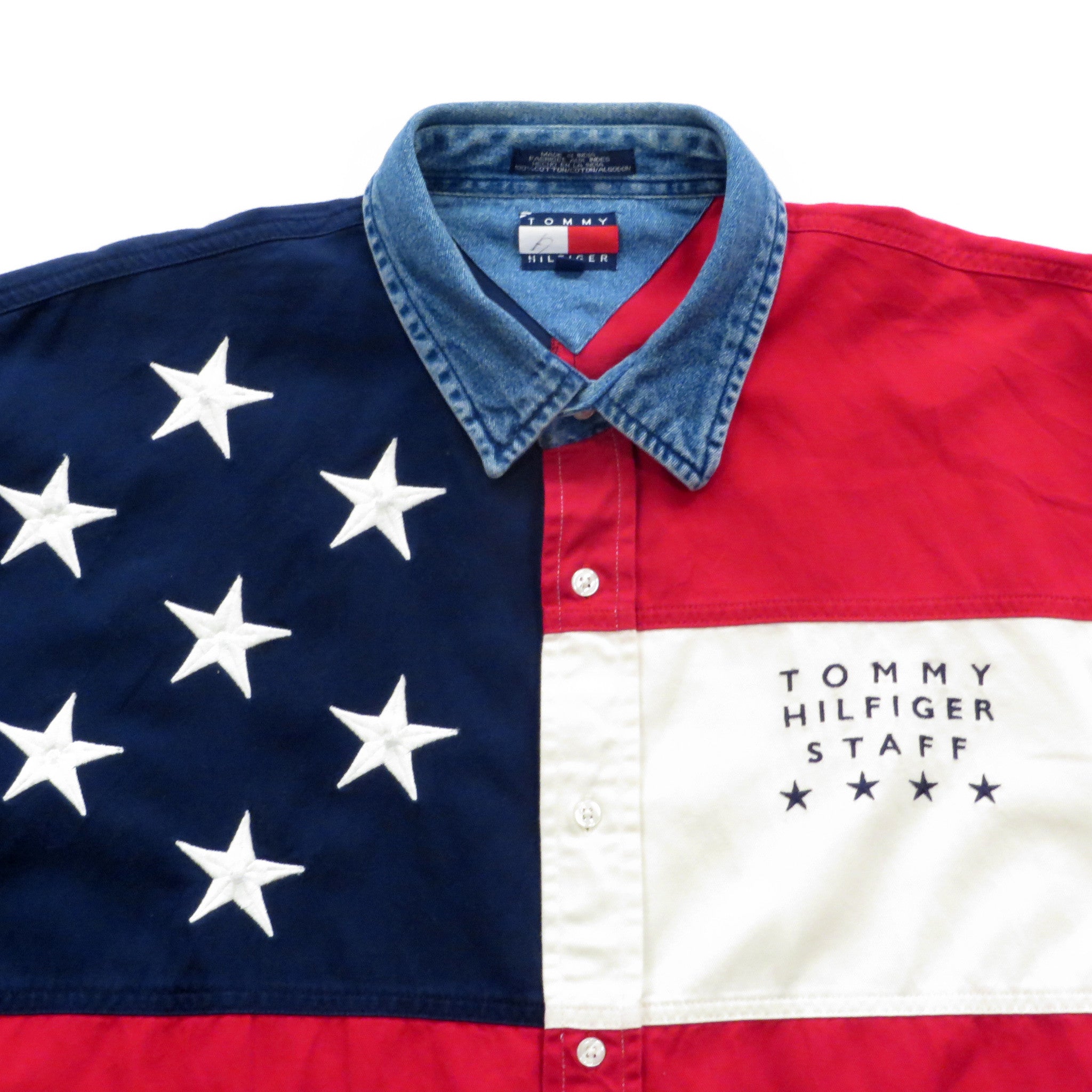 Tommy Hilfiger Staff American Flag Shirt Sz L