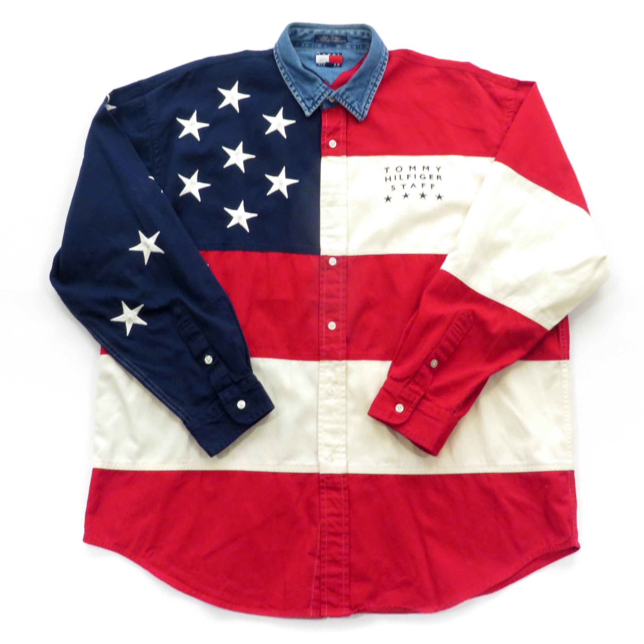 Tommy Hilfiger Staff American Flag Shirt Sz L