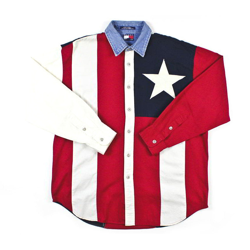 Tommy Hilfiger Flag Button Down Shirt Sz M